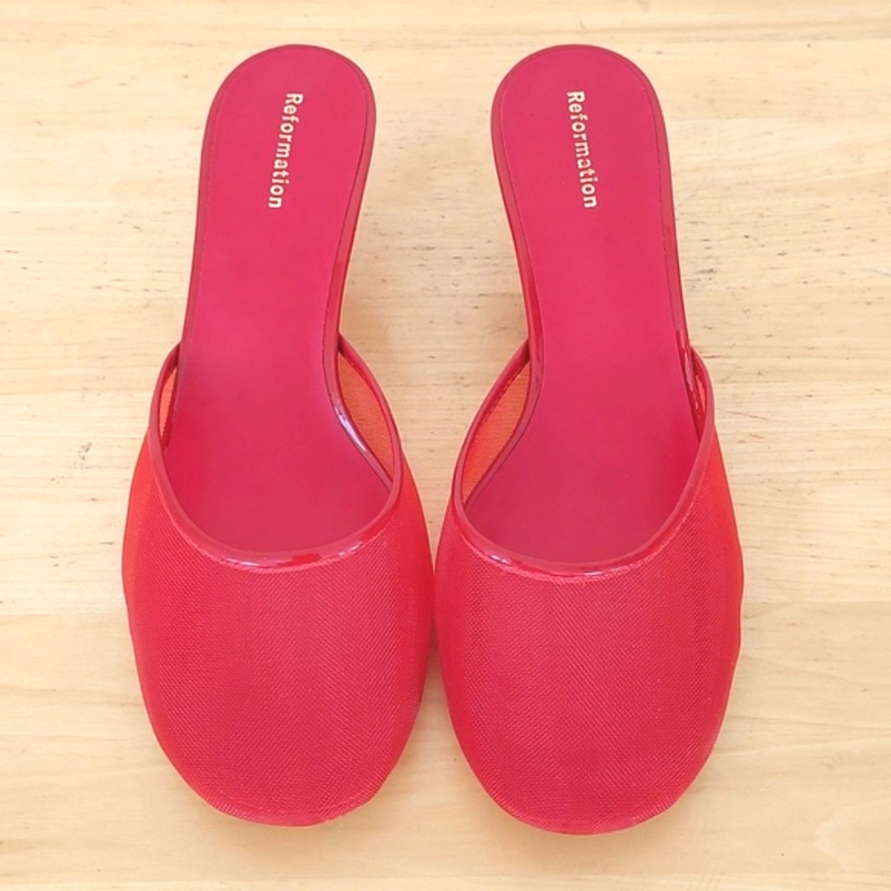Reformation Red Mesh Sandals - Picture 2 of 15